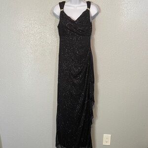 Y2K R&M Richards Sparkling Silver & Black Maxi Dress